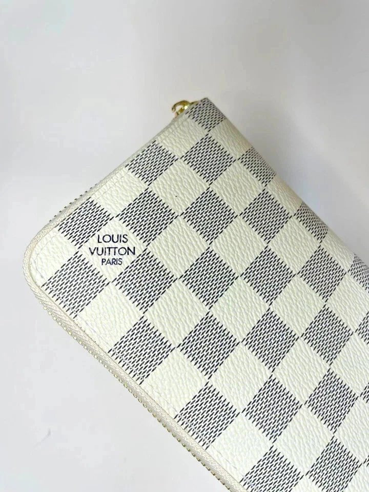 Louis Vuitton Damier Azur Zippy Zip Around Long Wallet – White Designer Luxury Purse | Free 3–5 Day USA Shipping image 9