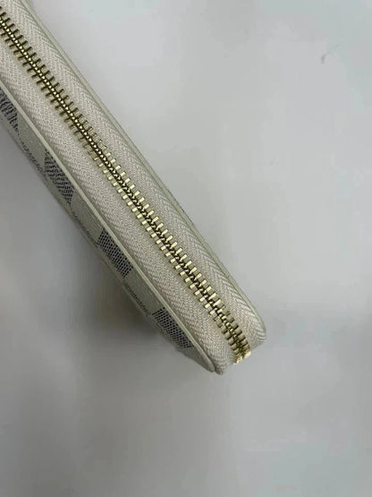 Louis Vuitton Damier Azur Zippy Zip Around Long Wallet – White Designer Luxury Purse | Free 3–5 Day USA Shipping image 5