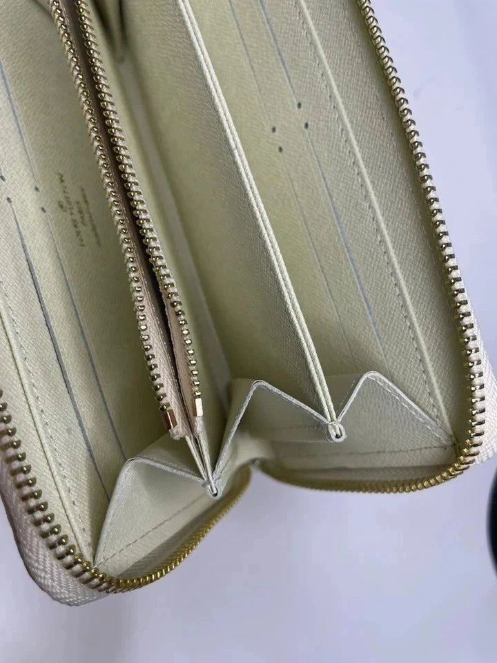 Louis Vuitton Damier Azur Zippy Zip Around Long Wallet – White Designer Luxury Purse | Free 3–5 Day USA Shipping image 6
