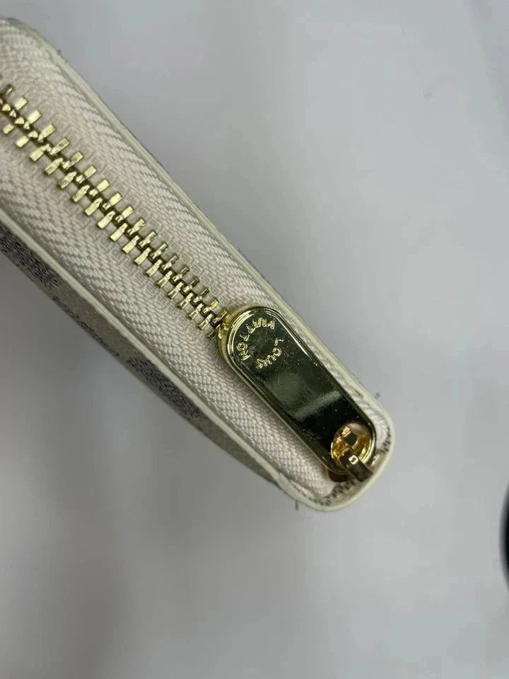Louis Vuitton Damier Azur Zippy Zip Around Long Wallet – White Designer Luxury Purse | Free 3–5 Day USA Shipping image 1