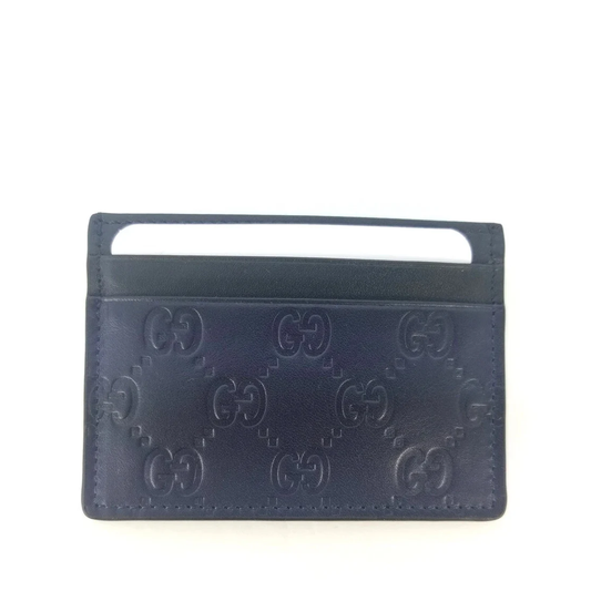 Gucci Guccissima Dark Blue Black Leather Card Case – Luxury Designer Slim Wallet Card Holder for Men & Women | 70% OFF + Free 3–5 Day USA Shipping image 0