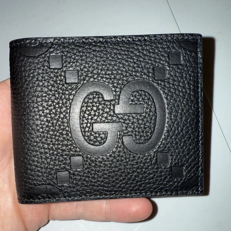 Gucci Jumbo GG Black Italian Leather Bi-Fold Wallet – New Designer Wallet | 70% OFF + Free 3–5 Day USA Shipping image 0