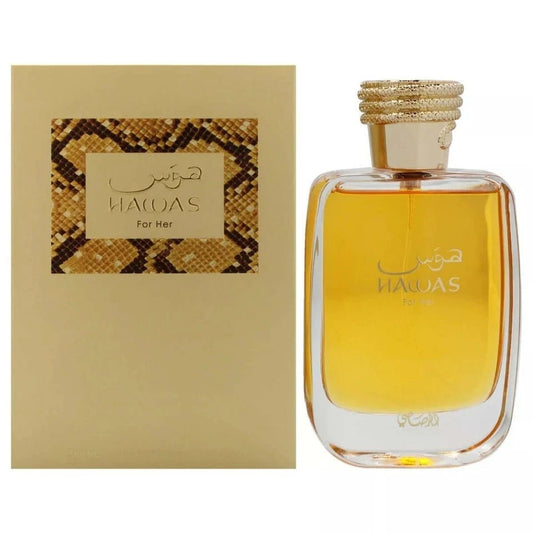 Hawas Gold For Her Eau De Parfum 3.38 oz / 100ML by Rasasi – Warm Floral Vanilla Perfume | Free USA 3-Day Delivery image 0