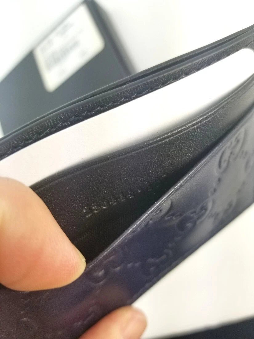 Gucci Guccissima Dark Blue Black Leather Card Case – Luxury Designer Slim Wallet Card Holder for Men & Women | 70% OFF + Free 3–5 Day USA Shipping image 3
