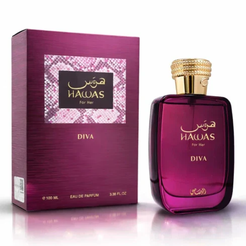 Hawas Diva For Her Eau De Parfum 3.38 oz / 100ML by Rasasi – Fruity Floral Luxury Perfume | Free USA 3-Day Delivery image 0